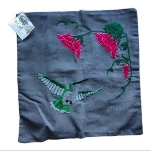 RARE Art Sab Hand Crafted Embroidery decorative Throw Pillow Cover Size 15x14